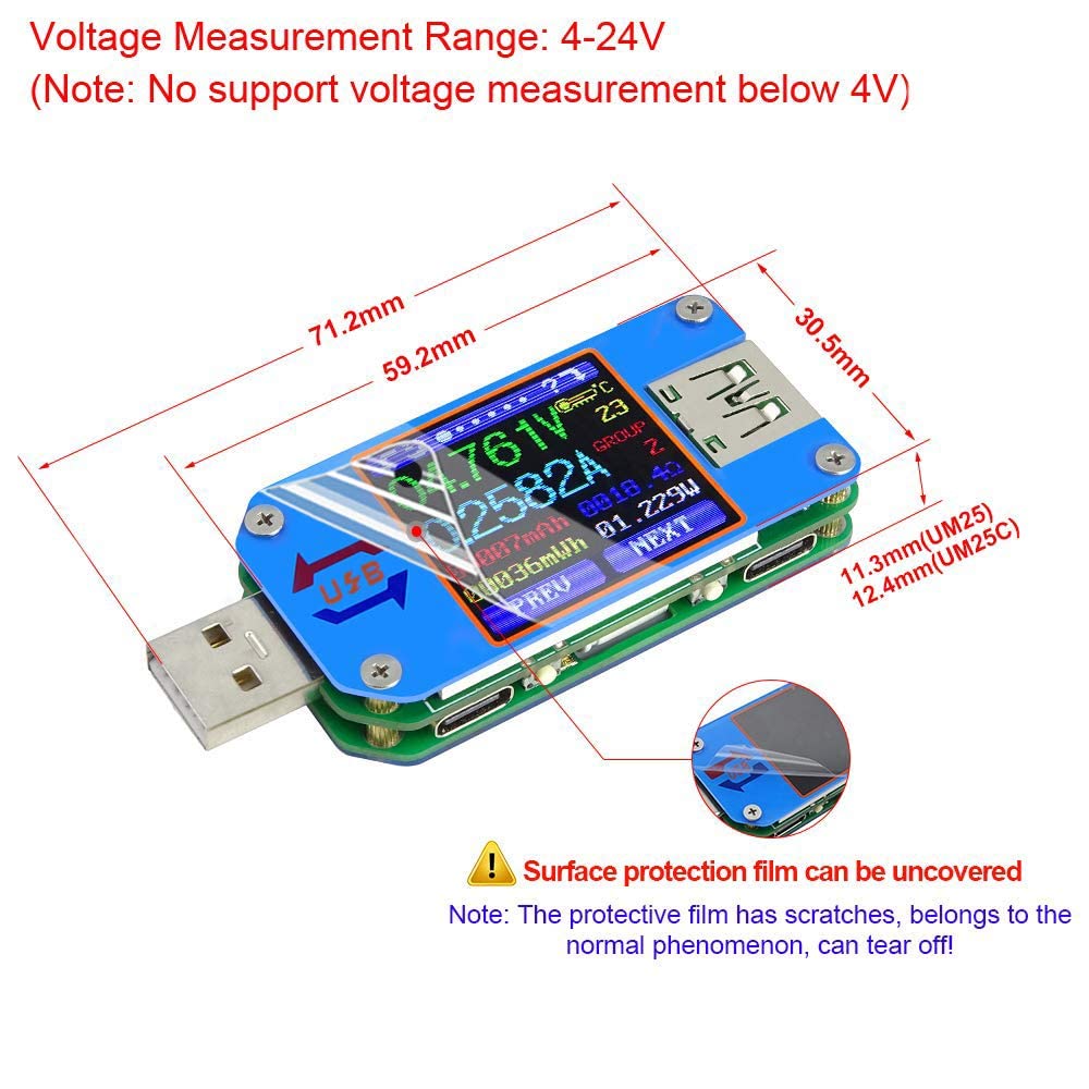 Um25 um25c medidor de tensão e - Usb Ammeter Tester avaliação e preço